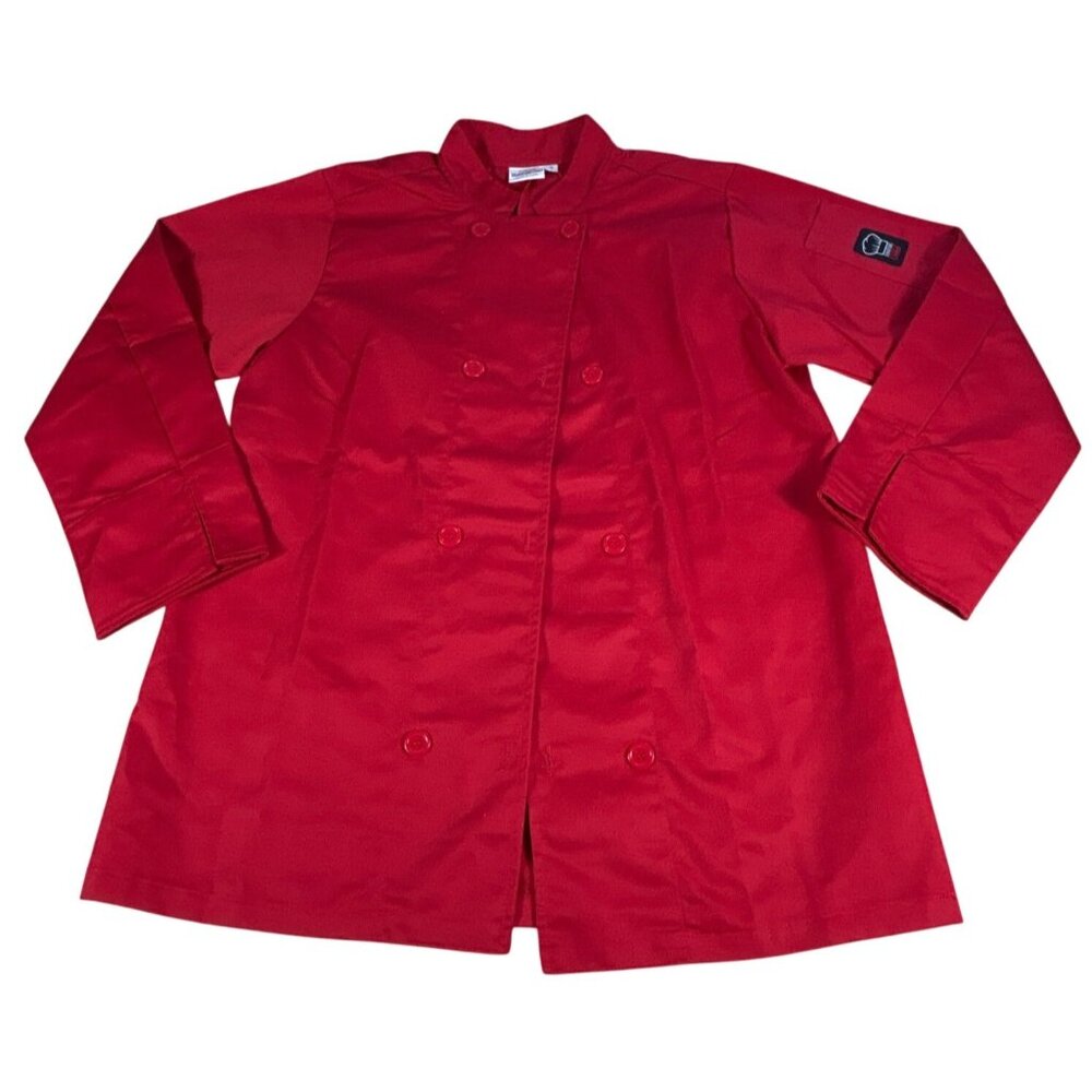 NEW Winco Signature Chef Sz Small Tapered Fit Double-Breasted Red Chef Jacket